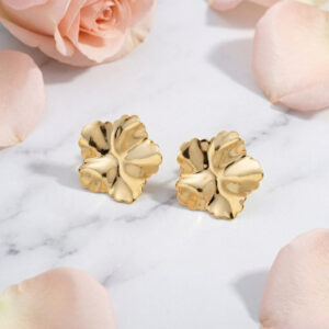 Brinco Flor Orgânica Banhado a Ouro 18K | Semijoia Antialérgica