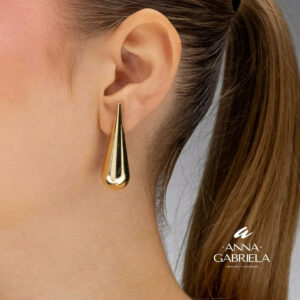 Brinco Semijoia Elegante Luxo Gota Lisa G Banhado a Ouro 18K Antialérgico Presente - Anna Gabriela Semijoias