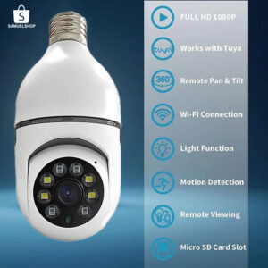 Câmera Lâmpada Wi-Fi 1080P 360° com Visão Noturna e Rastreamento Automático