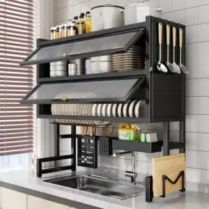 Escorredor de Louça Inox fruteira organizador de armário de cozinha Organizador de Cozinha Impermeável Anti-Poeira