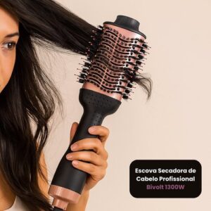 Escova secadora 1300W, escova bivolt, secador alisador, escova modeladora, escova cabelo profissional