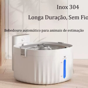 Fonte de Água Automática para Gatos e Cães em Aço Inox 2L