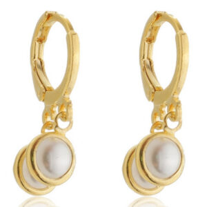 Semijoia Brinco Pérola Duplo Click Banhado a Ouro 18K | Semijoia Clássica, Moderna e Hipoalergênica | Andriela Joias