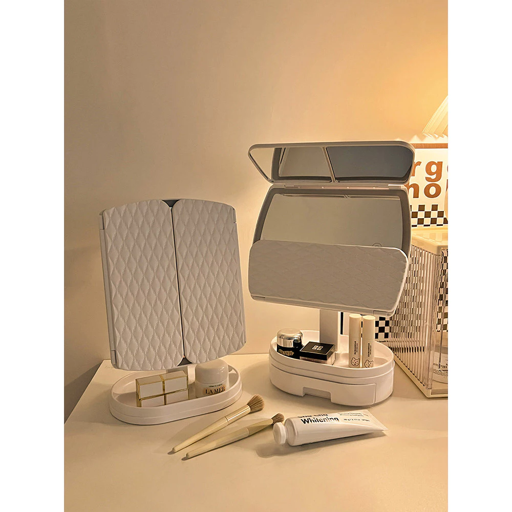 Espelho de Maquiagem com Luz LED para Mesa
