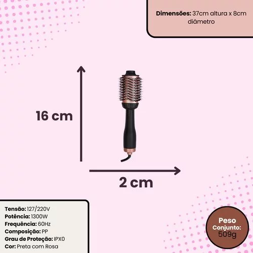 Escova Secadora 1300W Bivolt Profissional Modeladora