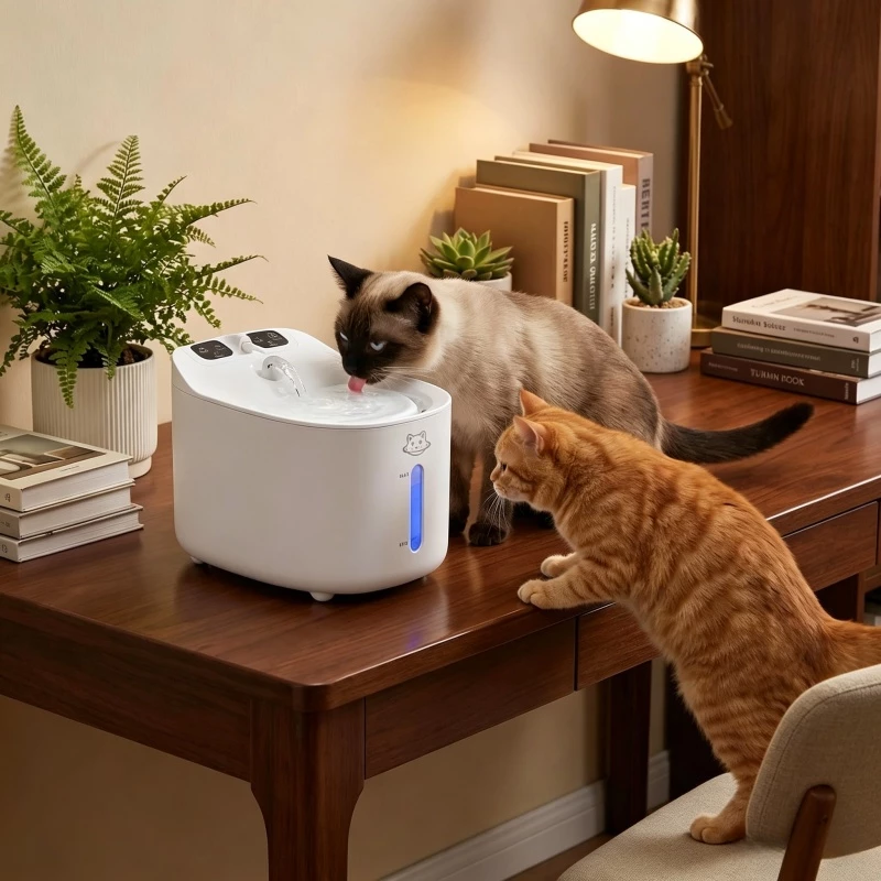Fonte de Água Automática para Gatos e Cachorros 2,2L com Proteção Contra Falta de Água