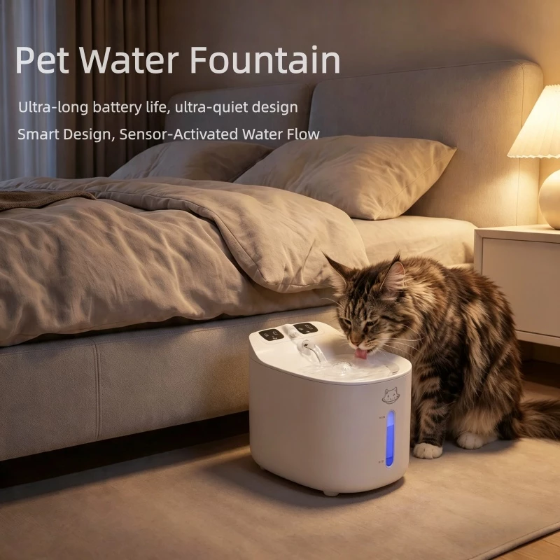 Fonte de Água Automática para Gatos e Cachorros 2,2L com Proteção Contra Falta de Água